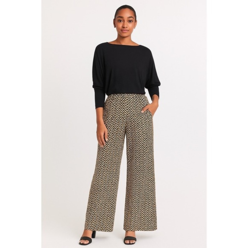 ZAC & RACHEL Wide Leg Palazzo Pants Geometric Zigzag Print M Resortwear 51-29